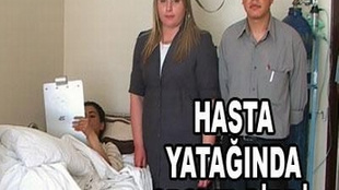 Hasta yatağında sınava girdi