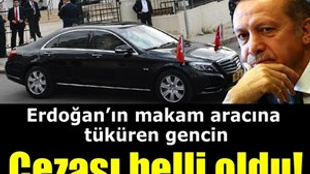 Erdoğan’ın makam aracına tüküren gencin cezası!