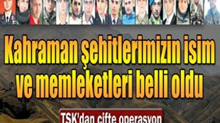 İşte Dağlıca'da şehit olan kahraman şehitlerimiz