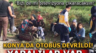 Konya'da otobüs devrildi: 20 yaralı