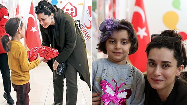 Hande Doğandemir mülteci çocuklara moral oldu