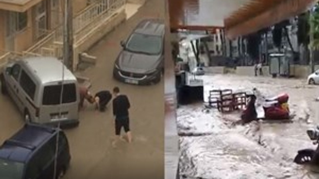 İzmir'i, dakikalar içerisinde etkili olan sağanak vurdu