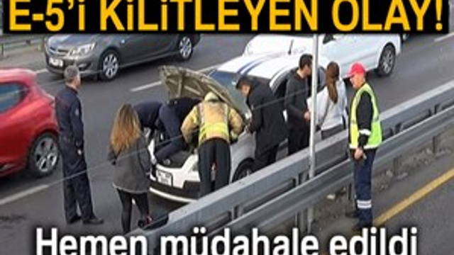 E-5'te otomobil motoruna giren kediyi itfaiye kurtardı