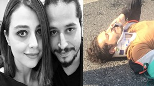 Sevilen tiyatrocu eşiyle birlikte kaza geçirdi
