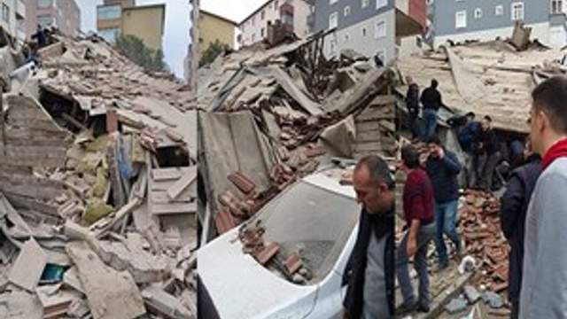 İstanbul'da bir bina çöktü!..