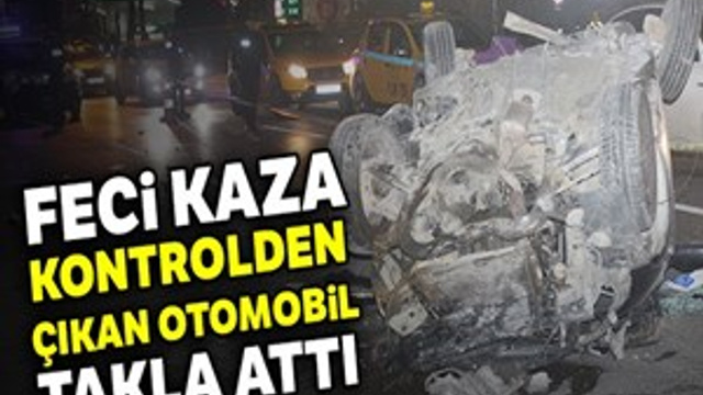 Kontrolden çıkan otomobil takla attı