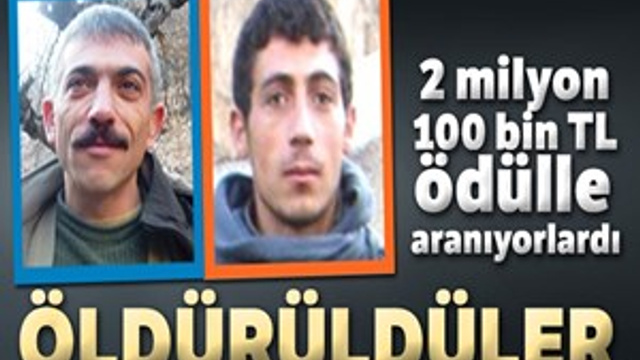 2 milyon 100 bin TL ödülle aranan teröristler öldürüldü!