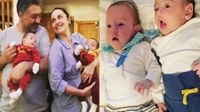 Uslu çifti ikizlerinin fotoğrafını paylaştı