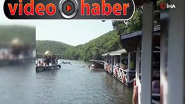 Şile'de çardak çöktü, vatandaşlar göle düştü!