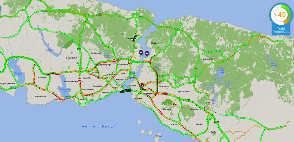 Istanbul Da Yol Durumu Ve Trafik Yogunluk Haritasi Sacitaslan Com