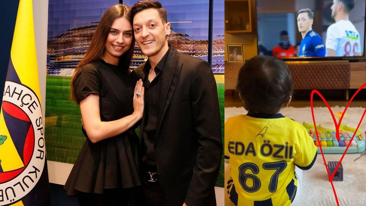 Minik Eda babası Mesut Özil'i böyle izledi
