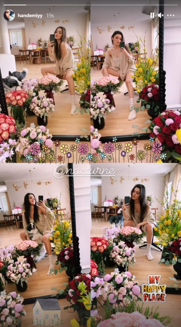 Hande Erçel�in ev kıyafeti sosyal medyaya damga vurdu