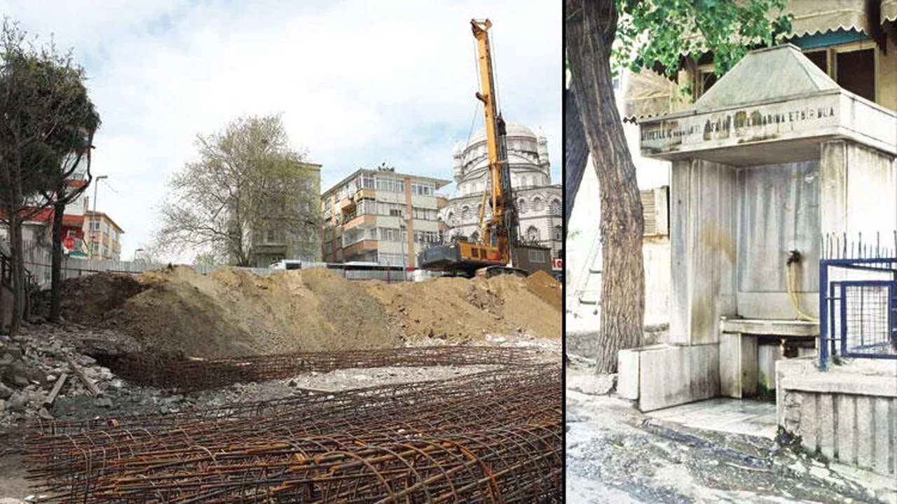İstanbul Büyükşehir Belediyesi tarihi çeşmeyi inşaat için yıktı