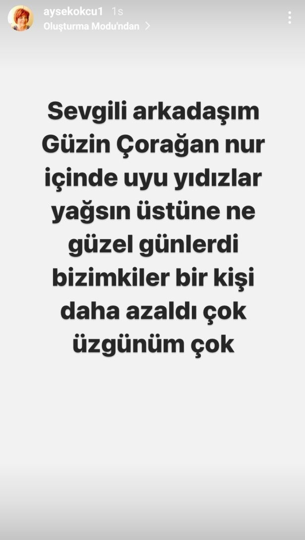 "Bizimkiler" dizisinin ünlü oyuncularından Güzin Çorağan'a yürek burkan veda