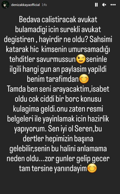 Deniz Akkaya Seren'in ismini verdi: "Zor günler gelip geçer"